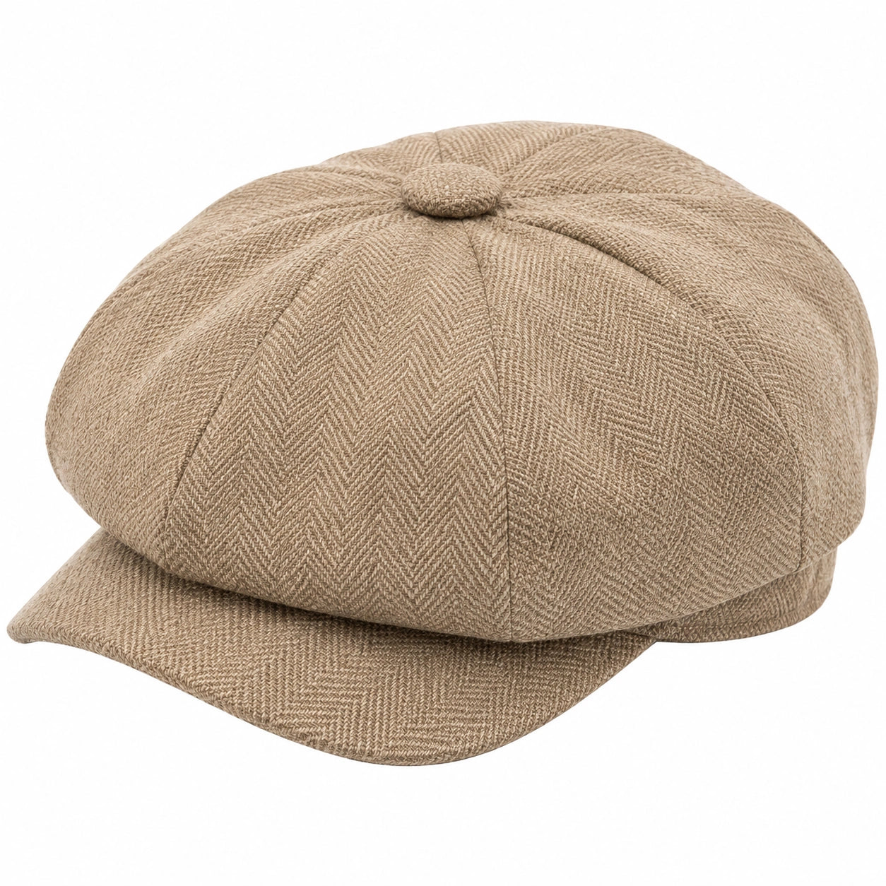 Schirmmütze Einheitsgröße Beige Textilgewebe im Fischgrätmuster