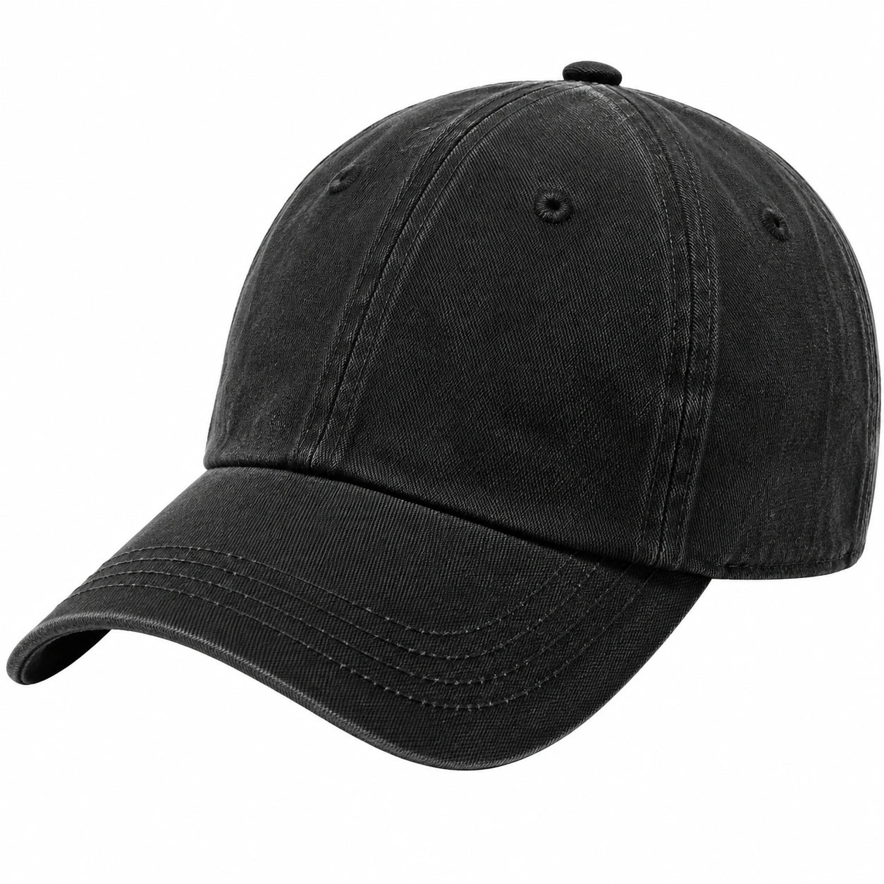 Baseballkappe Einheitsgröße aus Baumwollgewebe Schwarz mit gebogenem Schirm