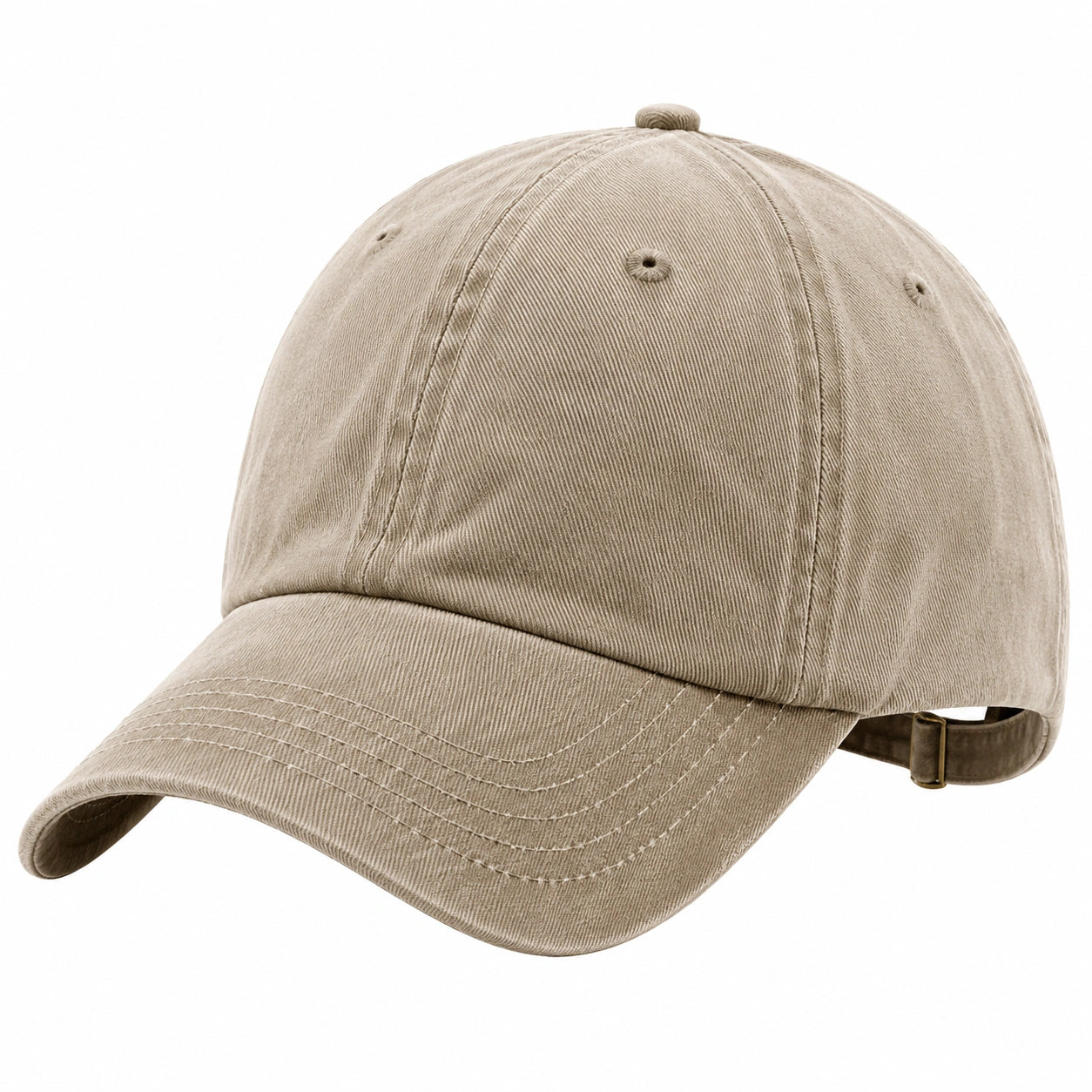 Baseballkappe Einheitsgröße aus Baumwolltwill in Beige mit verstellbarem Verschluss