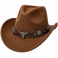 Cowboyhut Einheitsgröße Braun mit Zierband im Westernstil