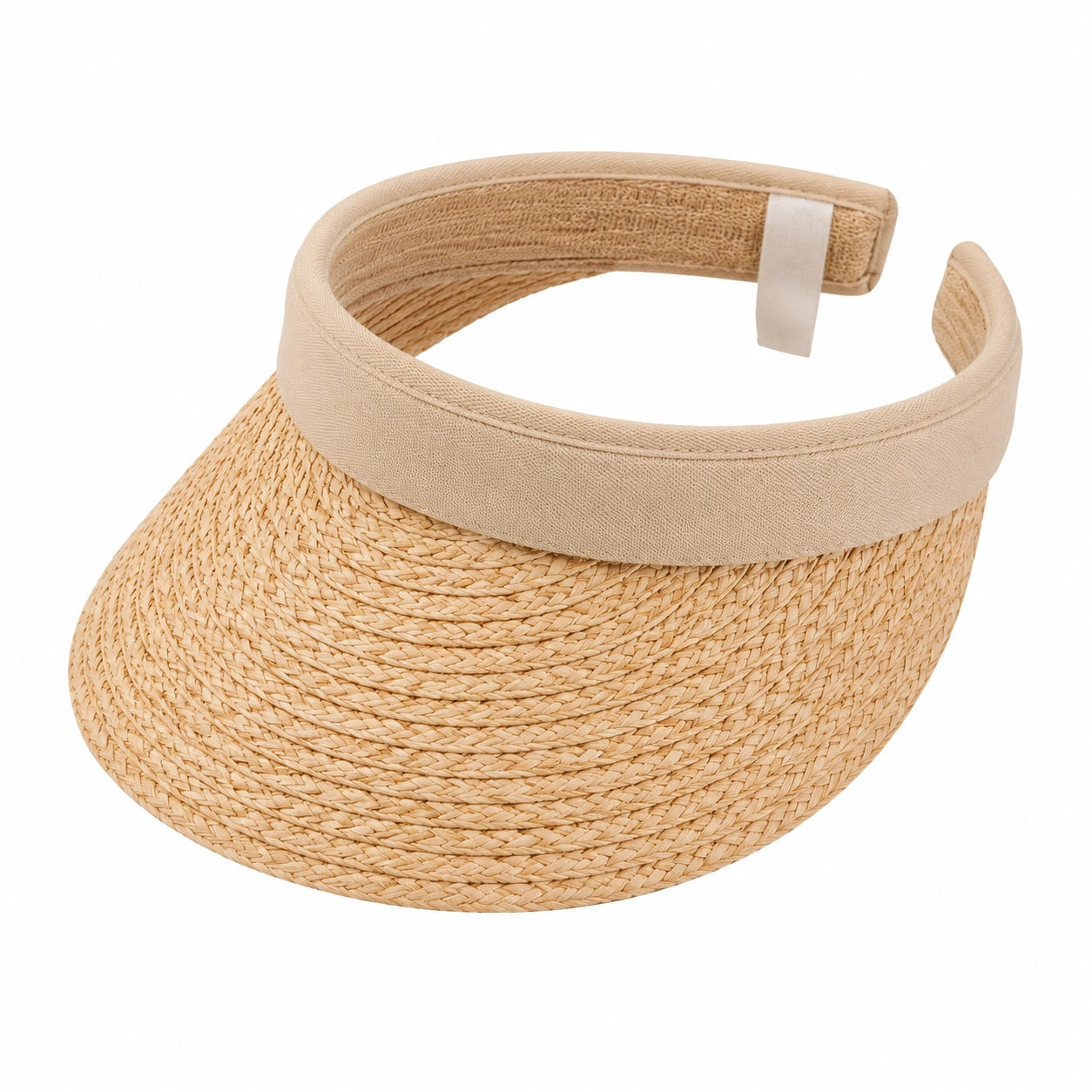 Sonnenvisier Einheitsgröße aus geflochtenem Stroh in Beige - verstellbarer Sonnenschutz