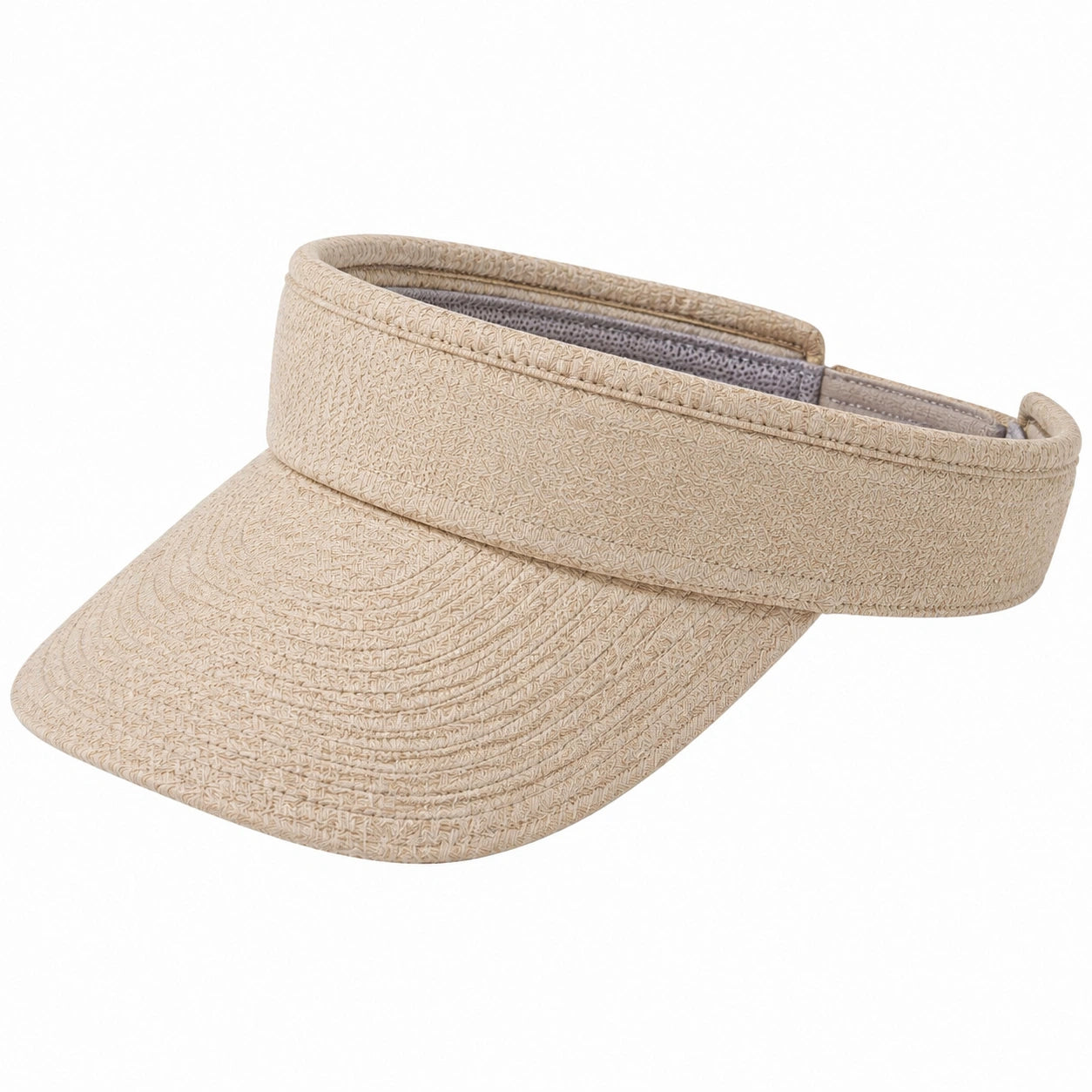 Sonnenvisier Einheitsgröße Beige Textil in Flechtoptik mit verstellbarem Klettverschluss